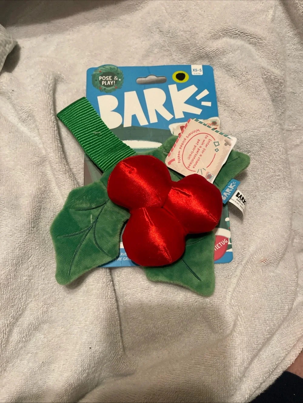 Bark Green Leaf & Red Berry Holiday Dog Toy